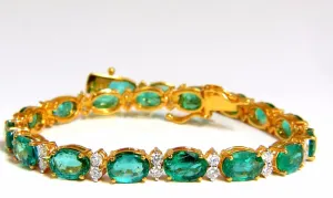 14.26ct bright vivid green natural emerald diamonds tennis bracelet 14kt