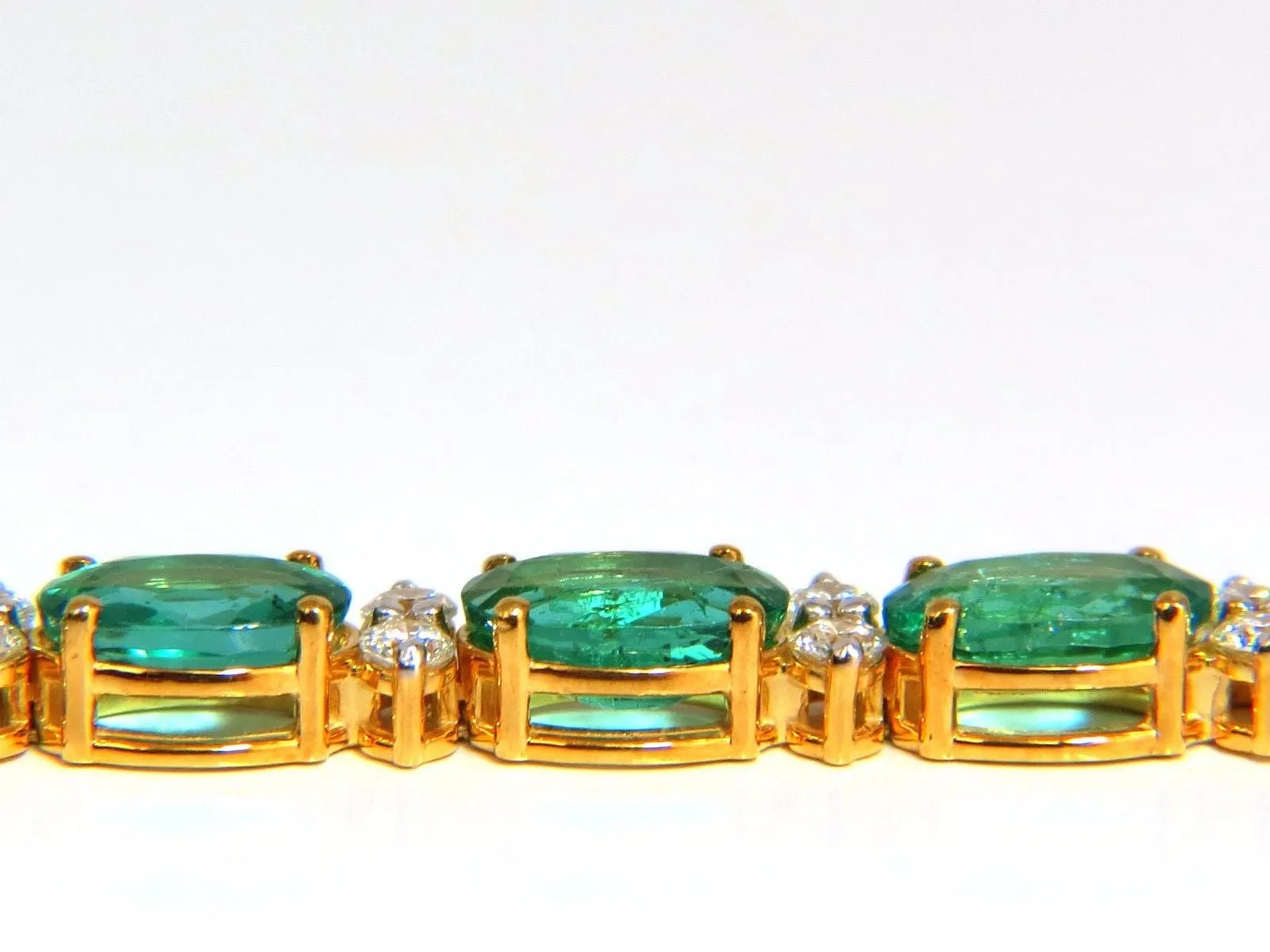 14.26ct bright vivid green natural emerald diamonds tennis bracelet 14kt