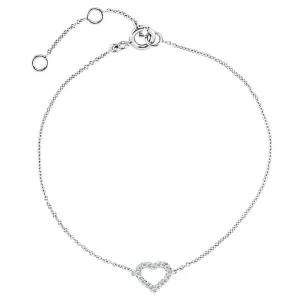 14k Rose Gold .06 CTW Diamond Heart 7" Bracelet