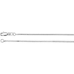 14k White Gold 1mm Box 7" Chain