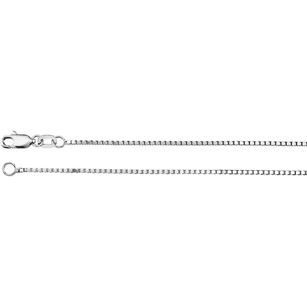 14k White Gold 1mm Box 7" Chain