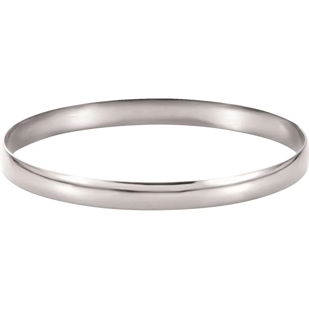 14k White Gold 6mm Half Round Bangle Bracelet