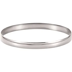 14k White Gold 6mm Half Round Bangle Bracelet