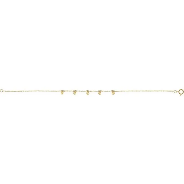 14K Yellow Beaded 5-Station 7" Bracelet