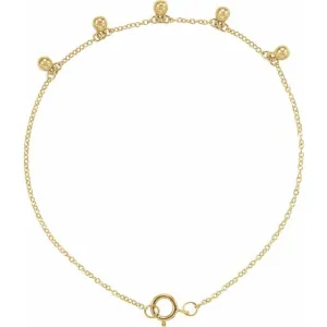 14K Yellow Beaded 5-Station 7" Bracelet