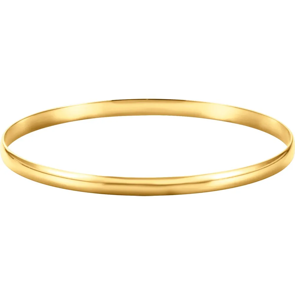 14k Yellow Gold 4mm Half Round Bangle Bracelet