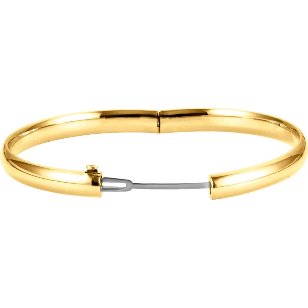 14k Yellow Gold 6.5mm Hinged Bangle Bracelet