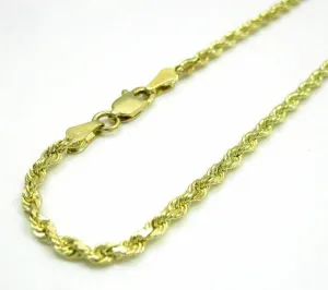 14K Yellow Gold Fabulous 2mm 7" Diamond Cut Rope Chain Bracelet