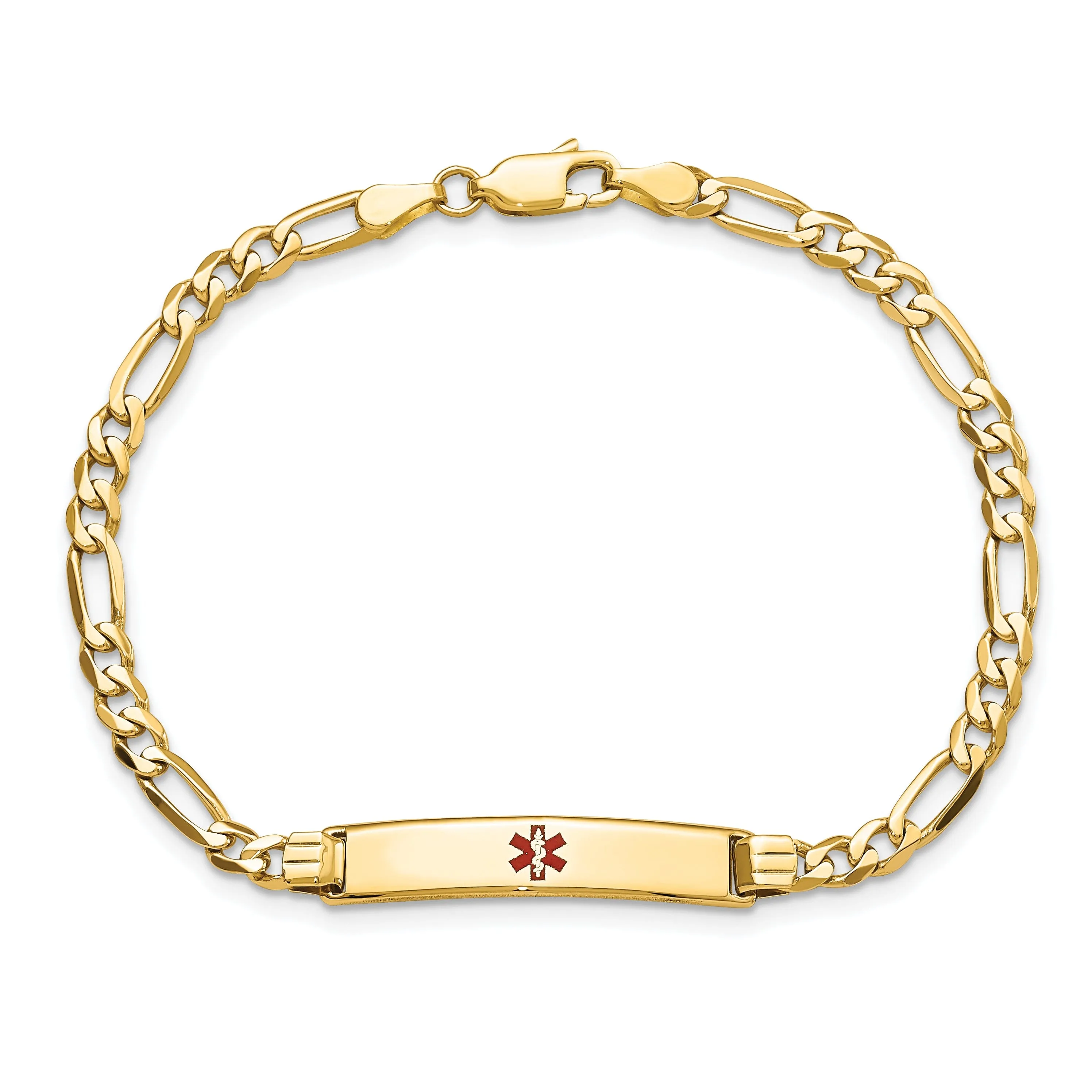 14K Yellow Gold Figaro Link Medical ID Bracelet