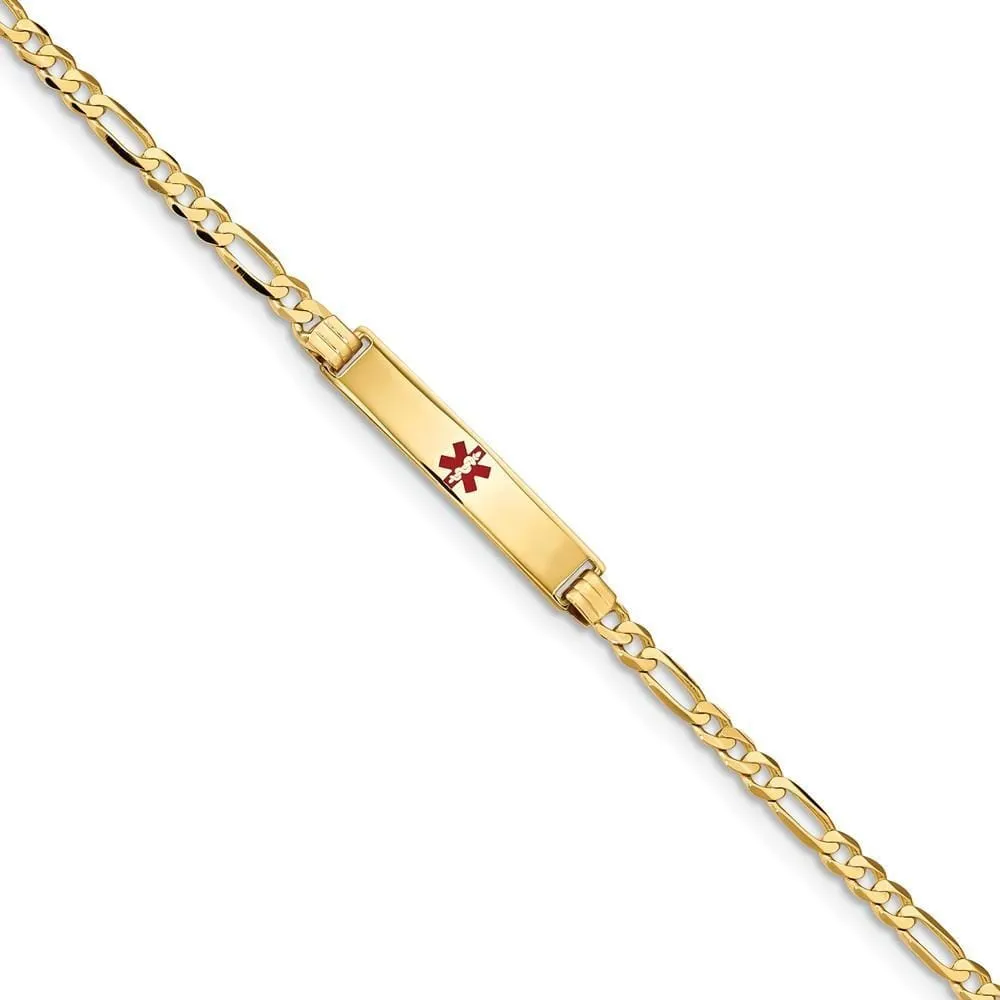14K Yellow Gold Figaro Link Medical ID Bracelet