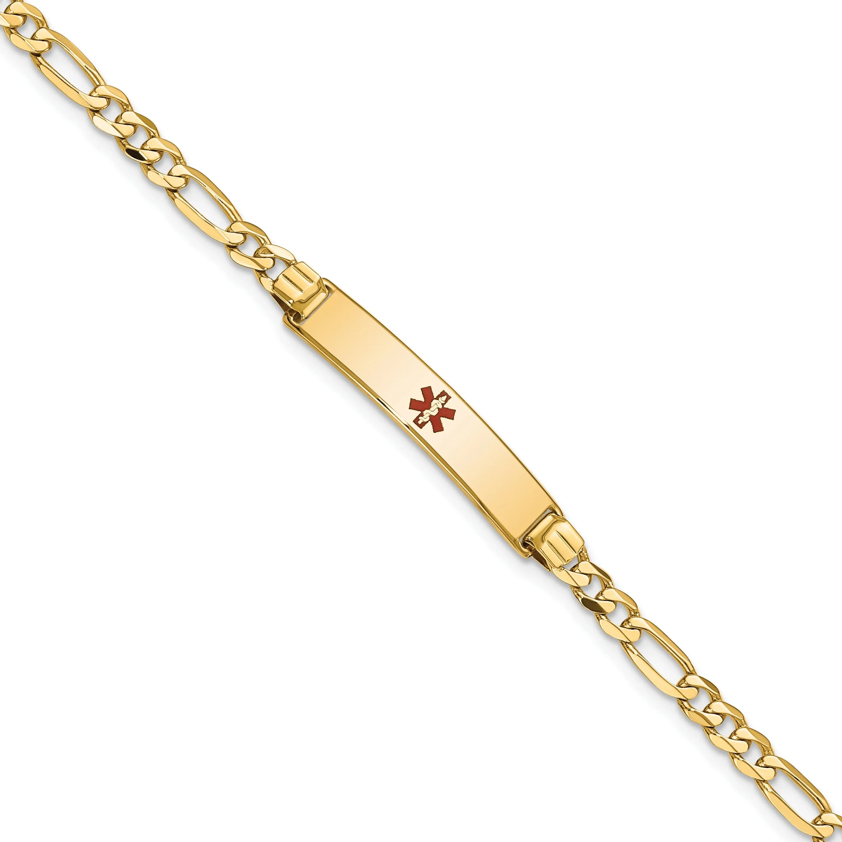 14K Yellow Gold Figaro Link Medical ID Bracelet