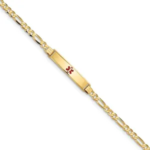 14K Yellow Gold Figaro Link Medical ID Bracelet