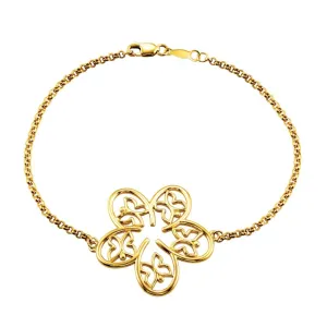 14k Yellow Gold Flower & Butterfly 7.5" Bracelet