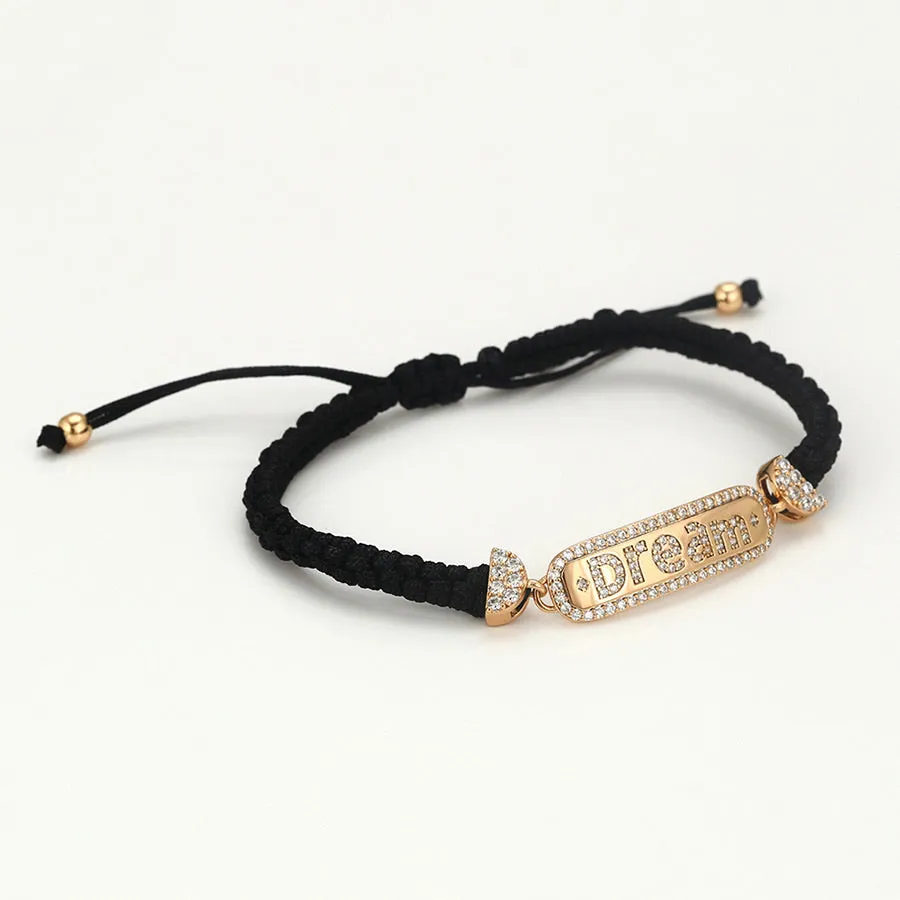 18K Gold Plated CZ Diamond Dream Handmade Macrame & Silk Bracelet