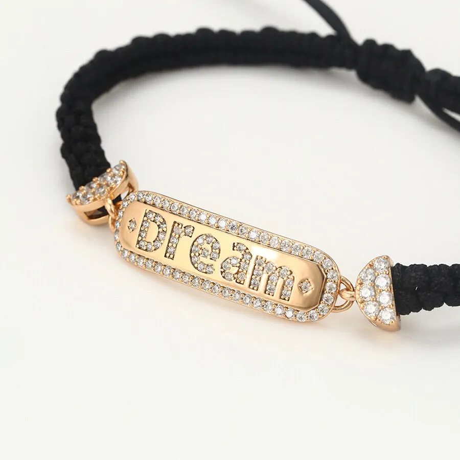 18K Gold Plated CZ Diamond Dream Handmade Macrame & Silk Bracelet