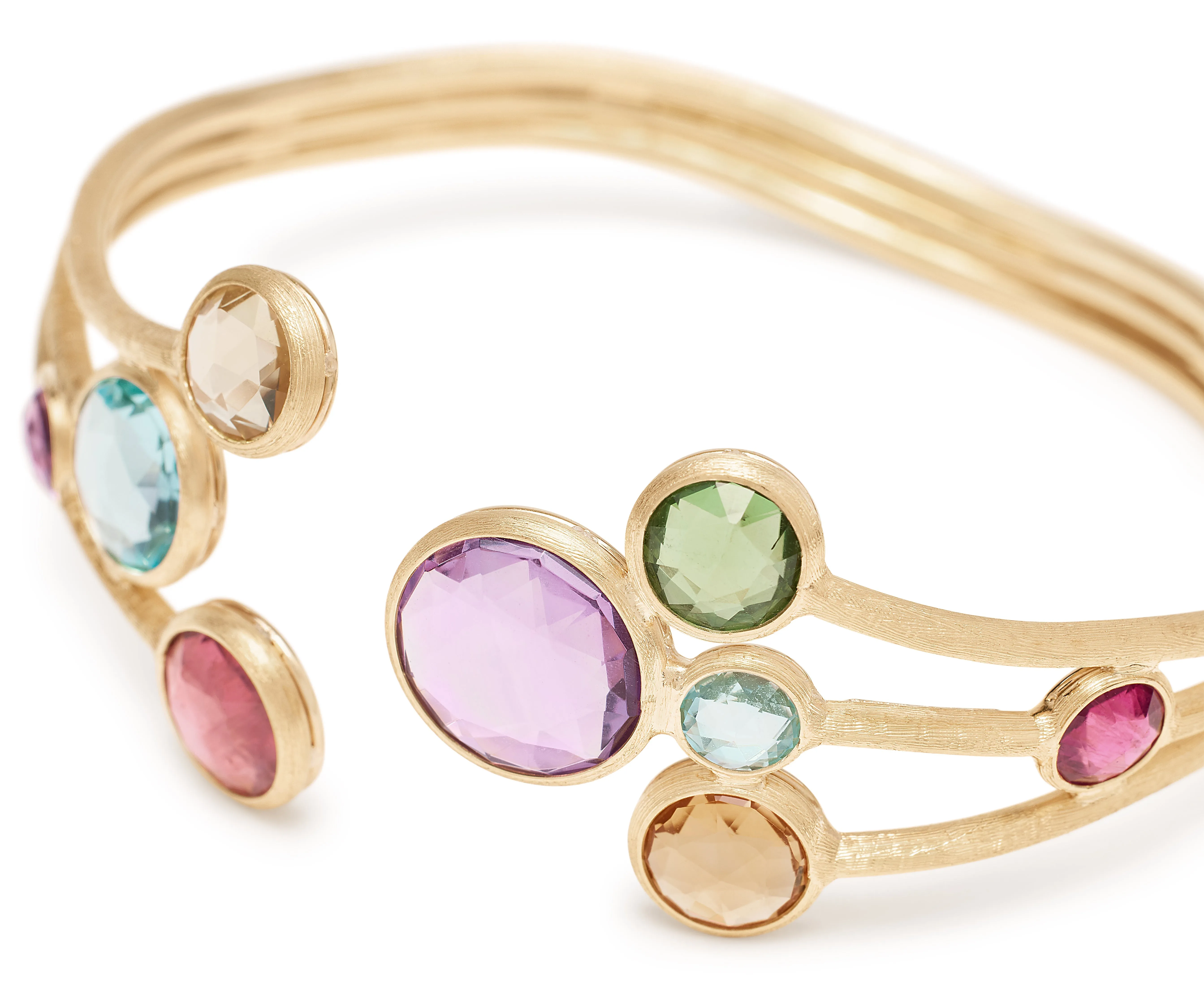18K Yellow Gold Gemstone Cuff