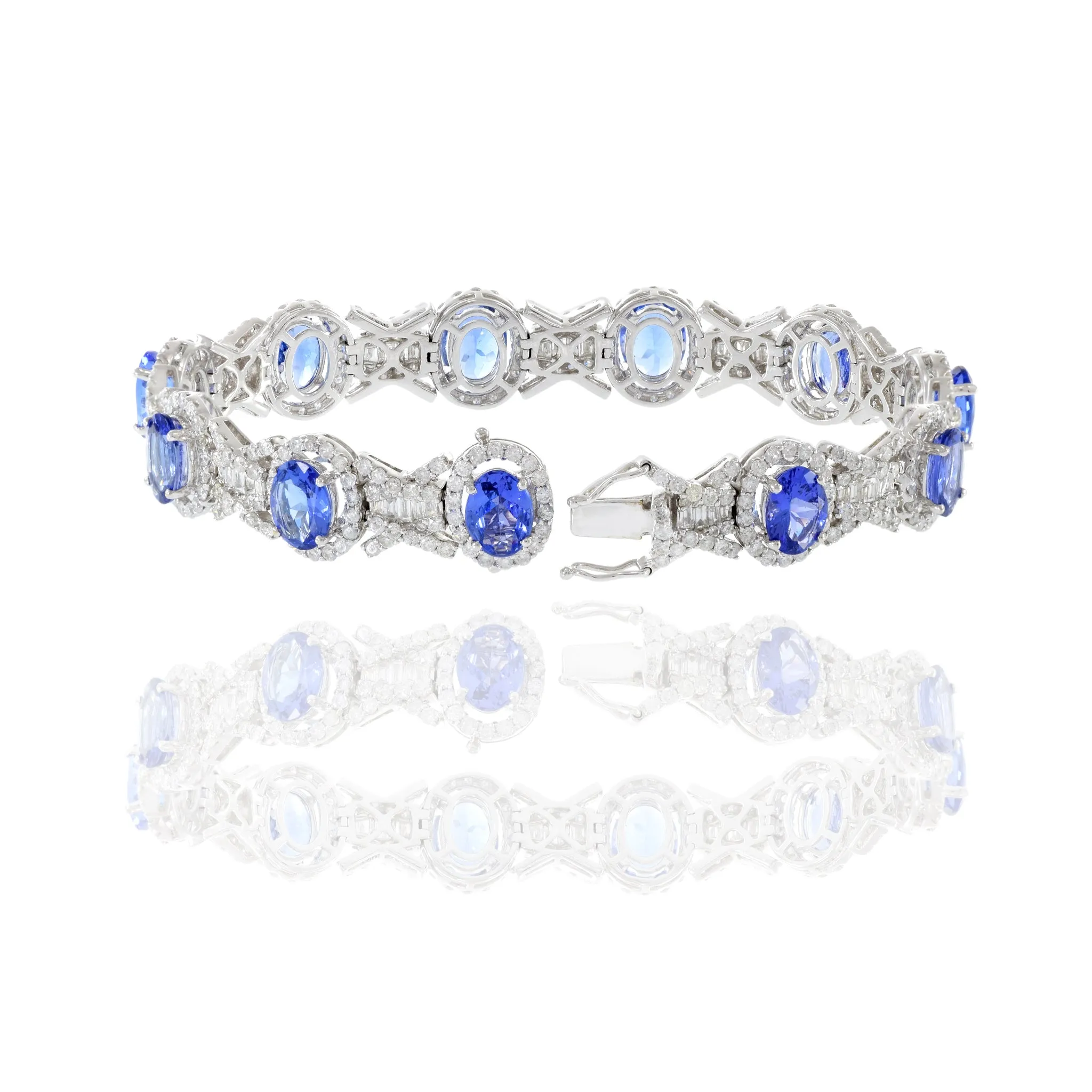 18KT White Gold Tanzanite And Diamond Bracelet