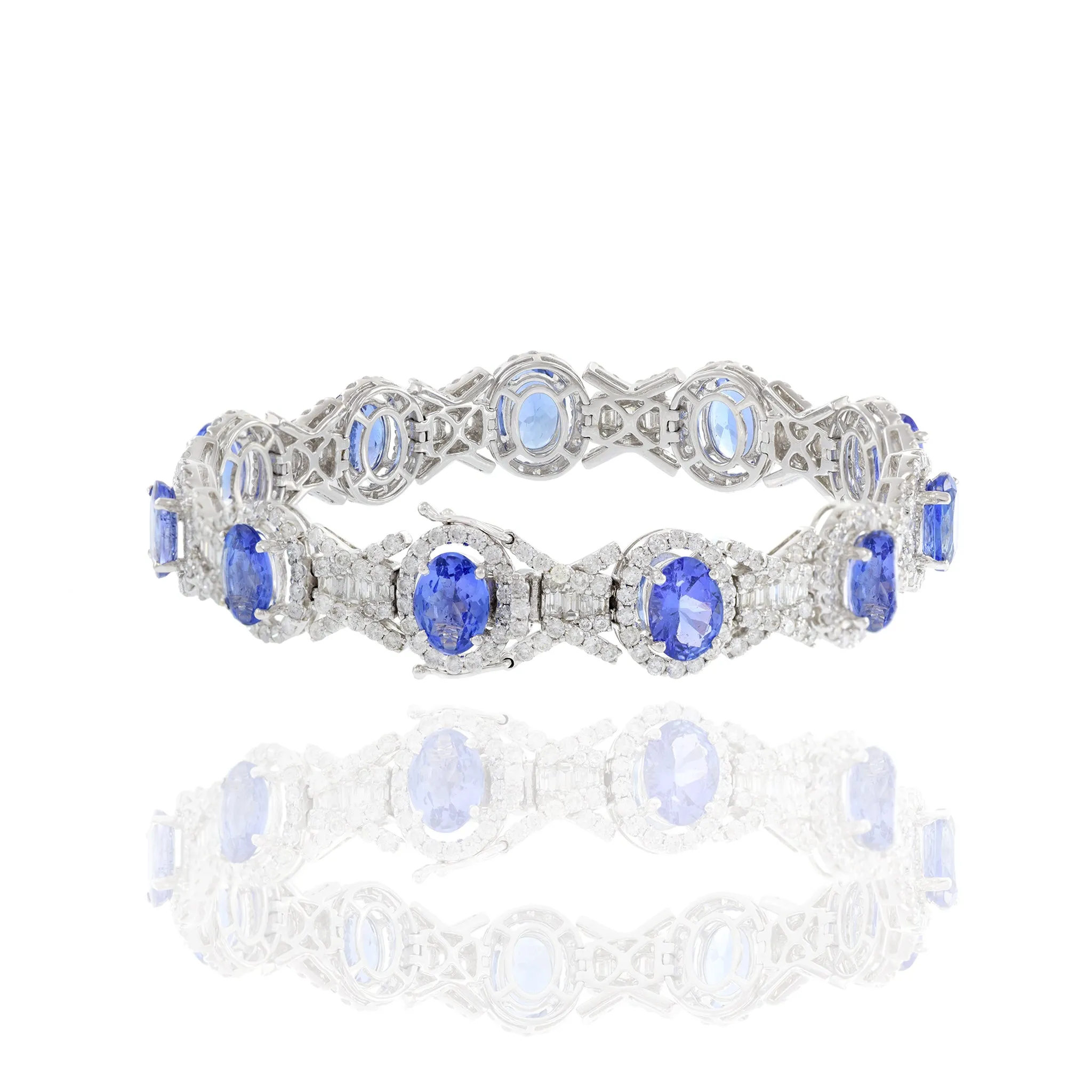 18KT White Gold Tanzanite And Diamond Bracelet