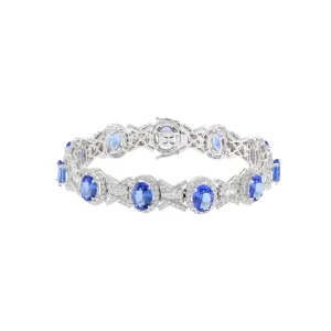 18KT White Gold Tanzanite And Diamond Bracelet