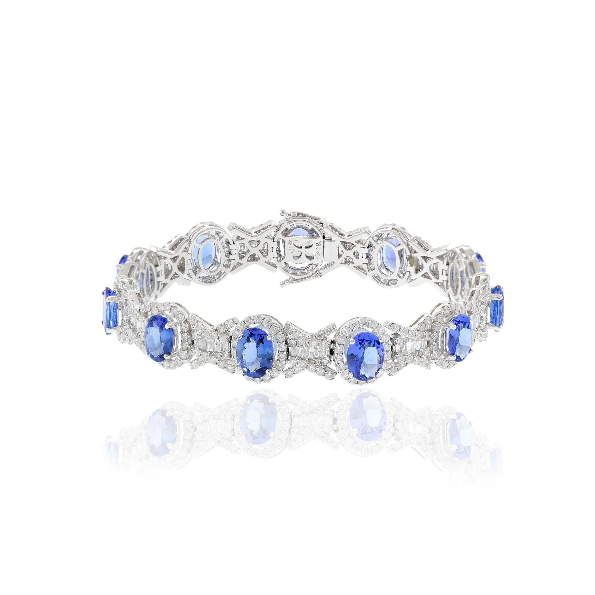 18KT White Gold Tanzanite And Diamond Bracelet