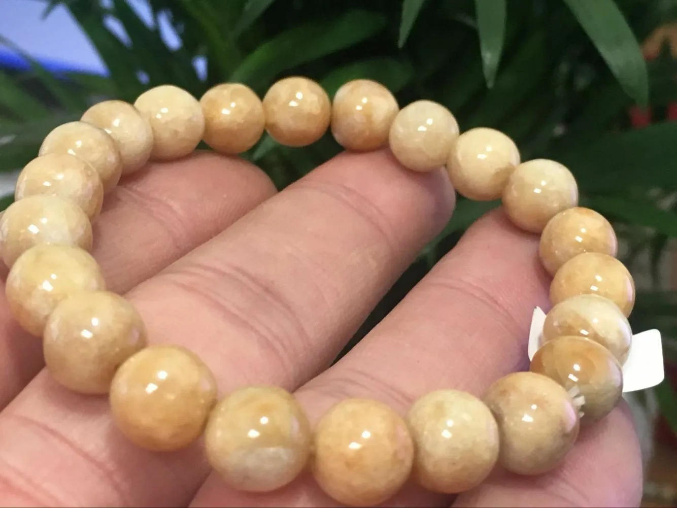 190 mm/7.5 in- Certified Natural Yellow Red Jadeite Emerald A*Jade Beads Stretchy Bracelet X1003