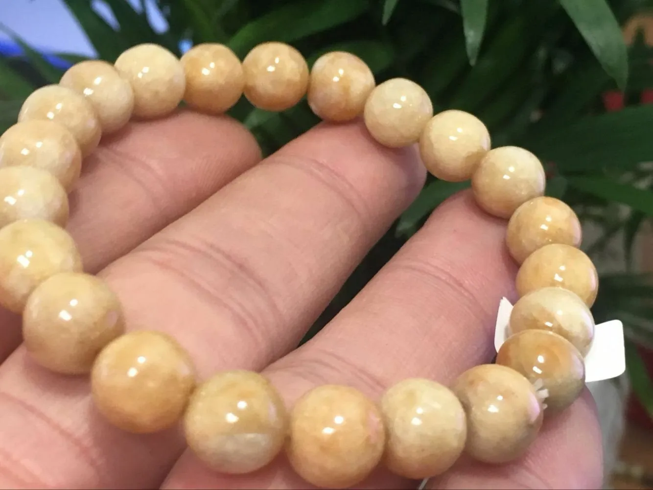 190 mm/7.5 in- Certified Natural Yellow Red Jadeite Emerald A*Jade Beads Stretchy Bracelet X1003