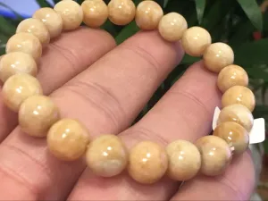 190 mm/7.5 in- Certified Natural Yellow Red Jadeite Emerald A*Jade Beads Stretchy Bracelet X1003