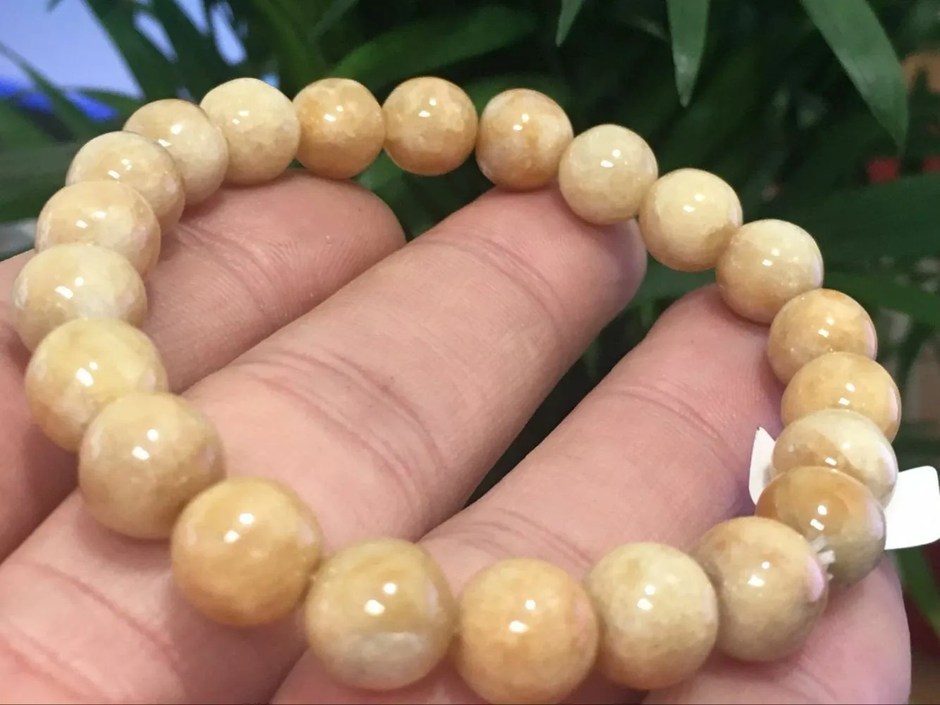 190 mm/7.5 in- Certified Natural Yellow Red Jadeite Emerald A*Jade Beads Stretchy Bracelet X1003