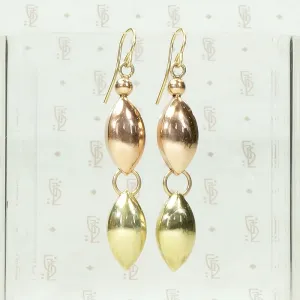 1940s Retro Earrings in Rose & Yellow Gold