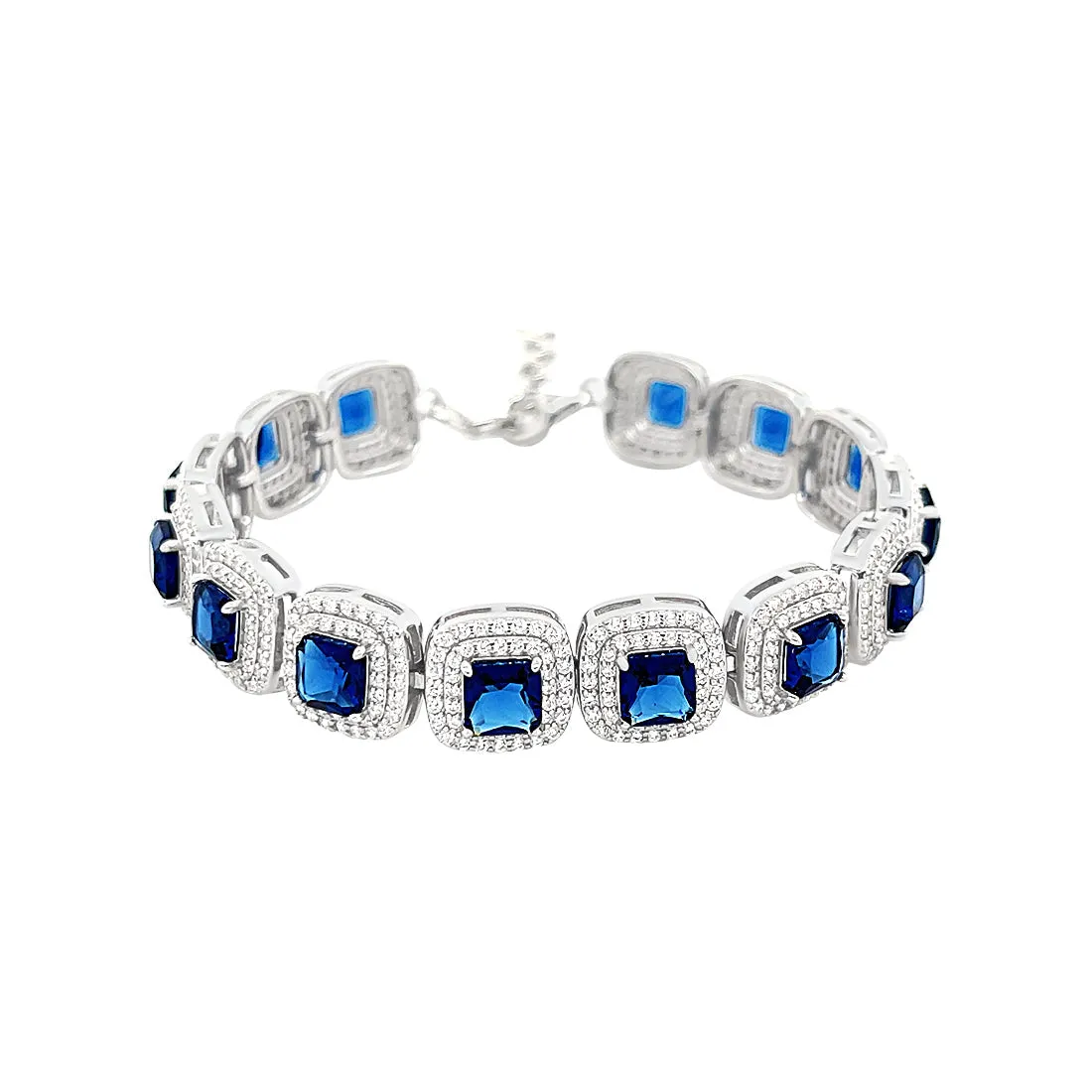 21cm Blue Sapphire Cubic Zirconia Bracelet in Sterling Silver