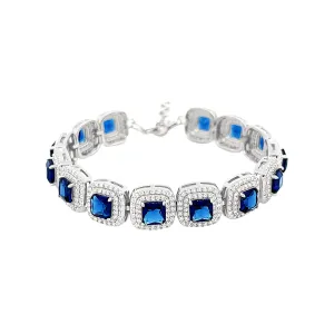 21cm Blue Sapphire Cubic Zirconia Bracelet in Sterling Silver