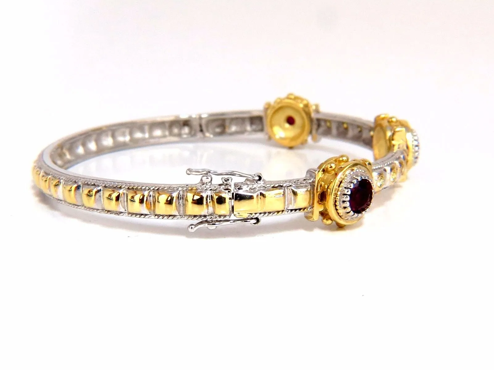 2.23 Natural Ruby Yellow Diamond Bangle Bracelet 14kt Spanish / Gothic Deco