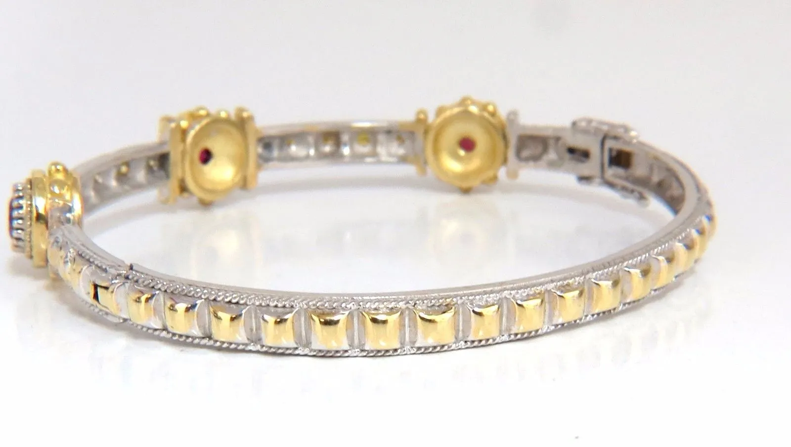 2.23 Natural Ruby Yellow Diamond Bangle Bracelet 14kt Spanish / Gothic Deco