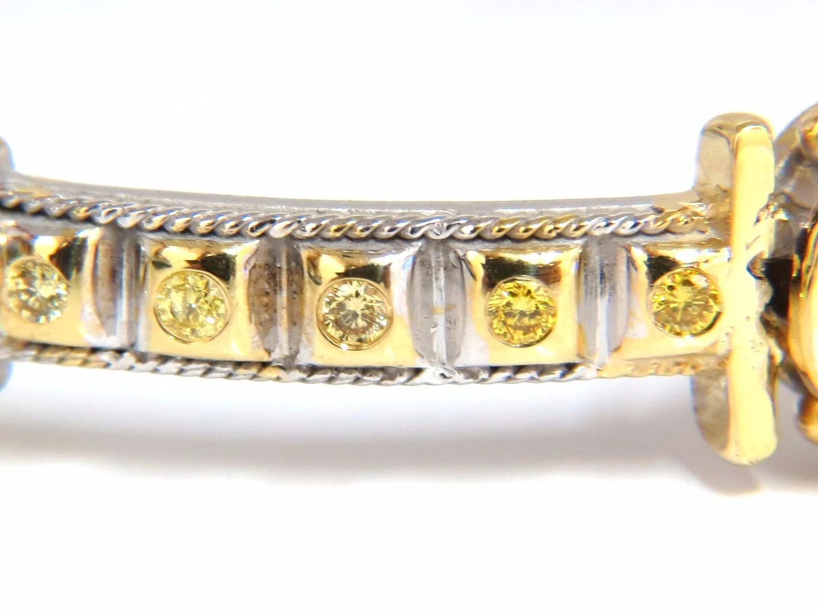 2.23 Natural Ruby Yellow Diamond Bangle Bracelet 14kt Spanish / Gothic Deco