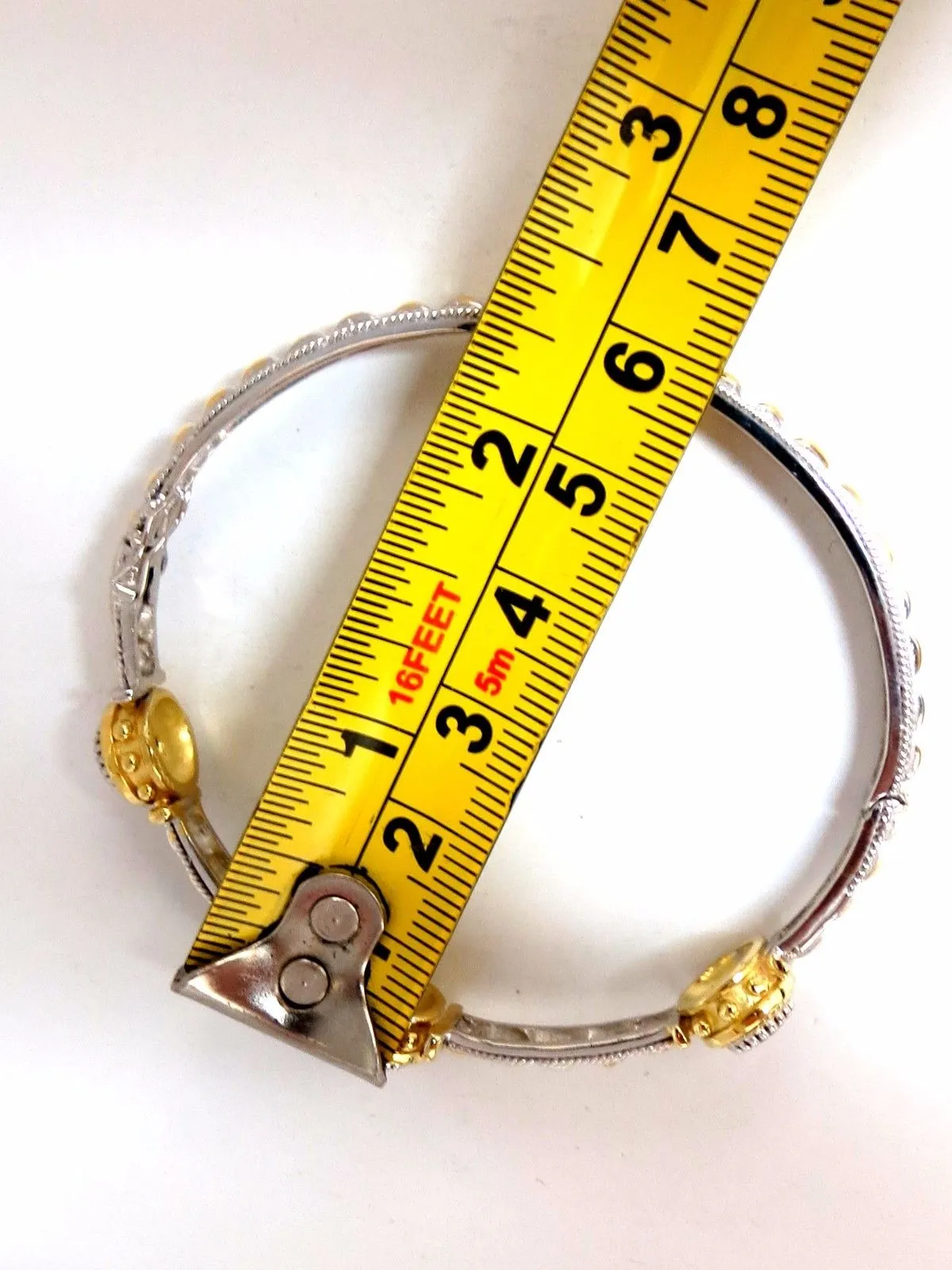 2.23 Natural Ruby Yellow Diamond Bangle Bracelet 14kt Spanish / Gothic Deco