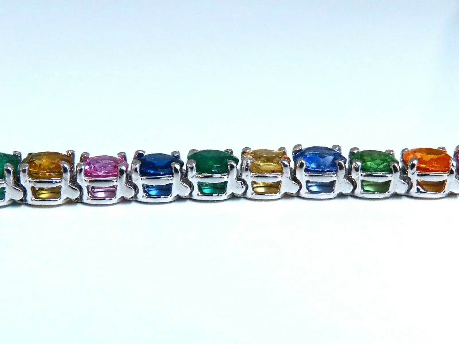 22Ct Natural Gem-Line Emerald Sapphire Ruby Bracelet 14Kt