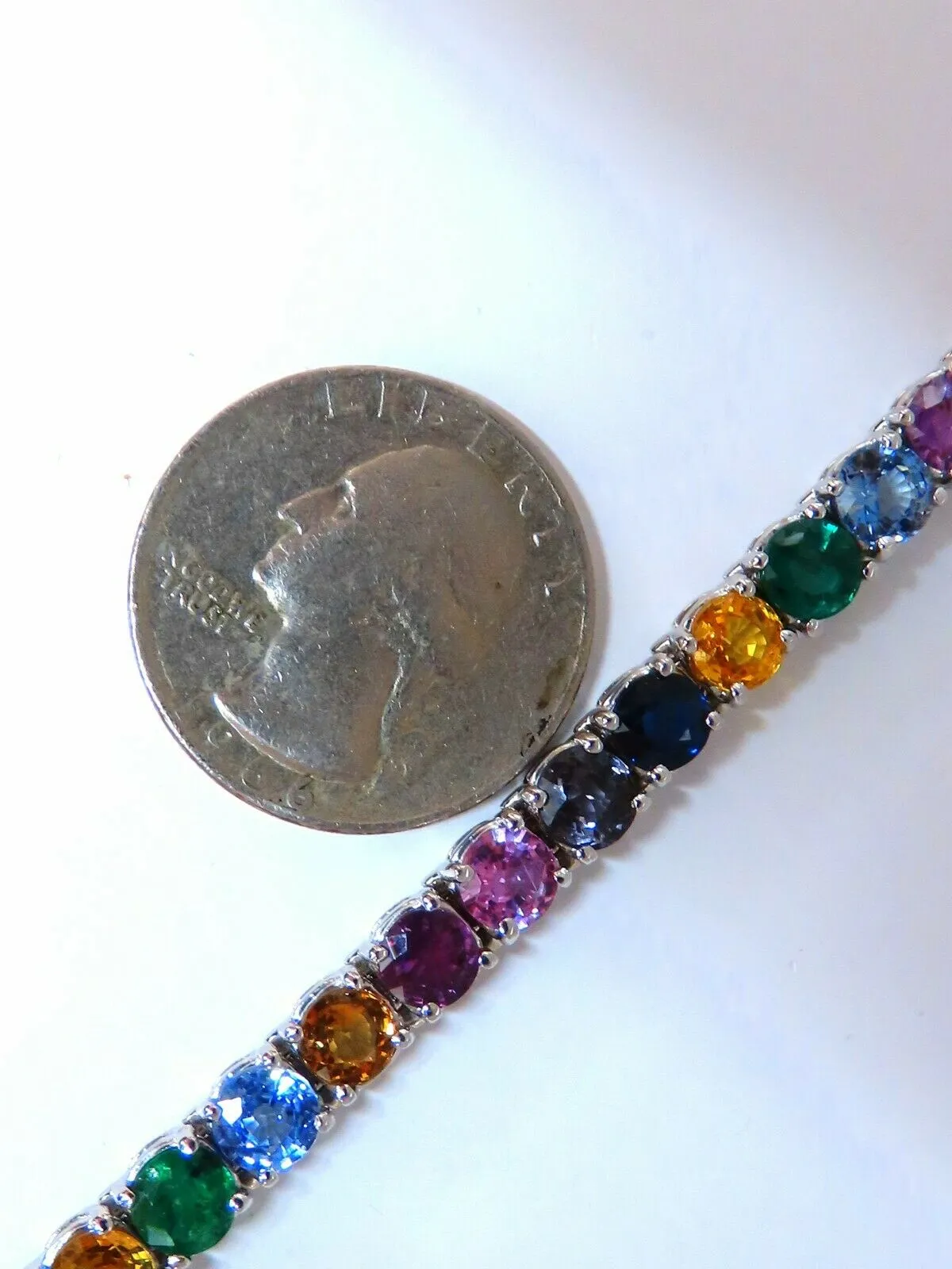 22Ct Natural Gem-Line Emerald Sapphire Ruby Bracelet 14Kt