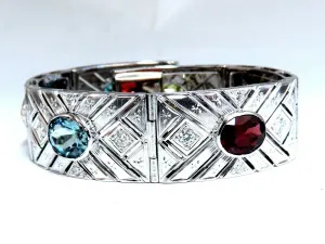 24.30ct Natural Gem Line Vintage Graver Etch Cuff Bracelet 18kt