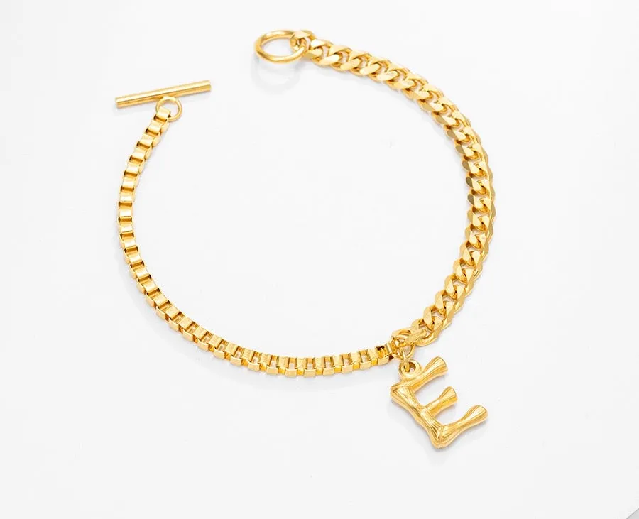 24K Gold Plated Initial E Bracelet