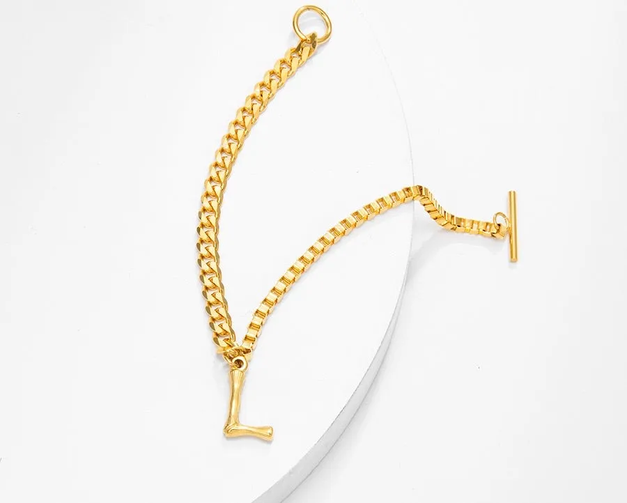 24K Gold Plated Initial L Bracelet