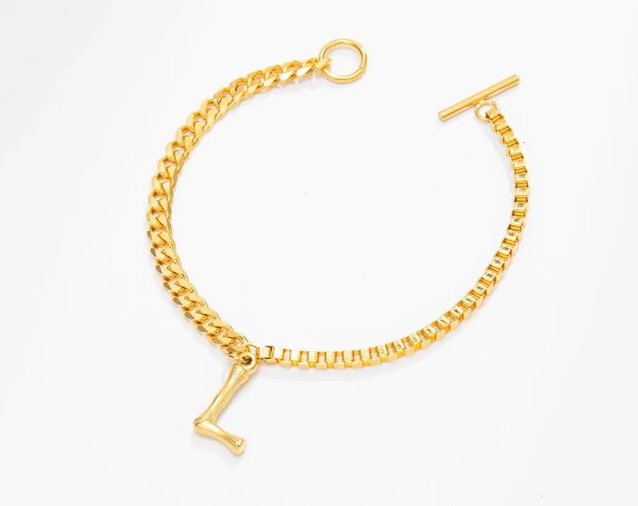 24K Gold Plated Initial L Bracelet