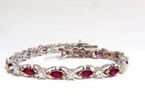 3.50ct Nautral Ruby & 2.50ct Diamonds bracelet 14kt