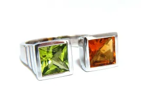 4.00ct natural citrine & peridot ring 18 Karat Mod Goth