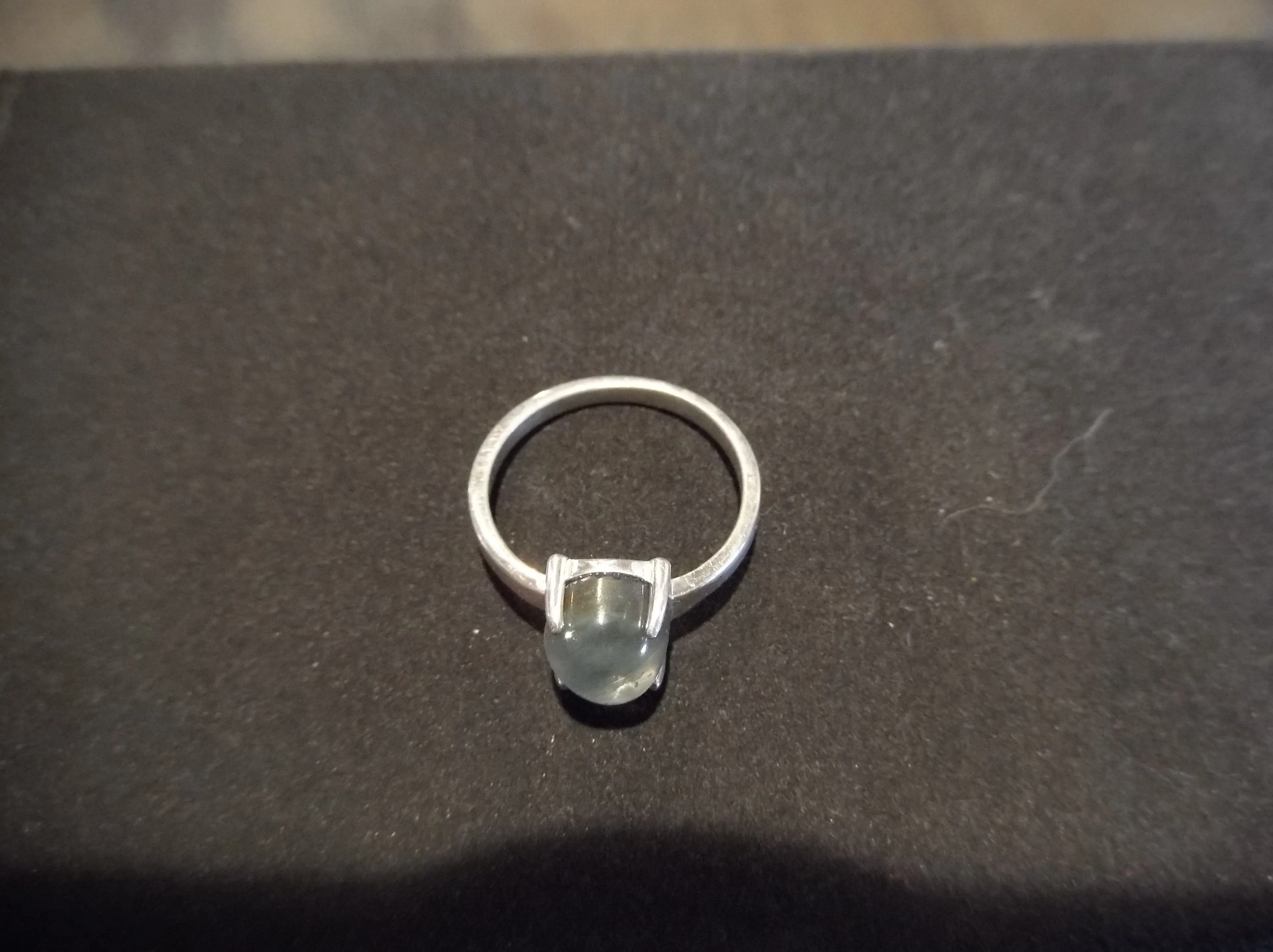 4.45 CT. CABOCHON RING SIZE 7 1/2 LIGHT BLUE VERY CLEAR MONTANA SAPPHIRE