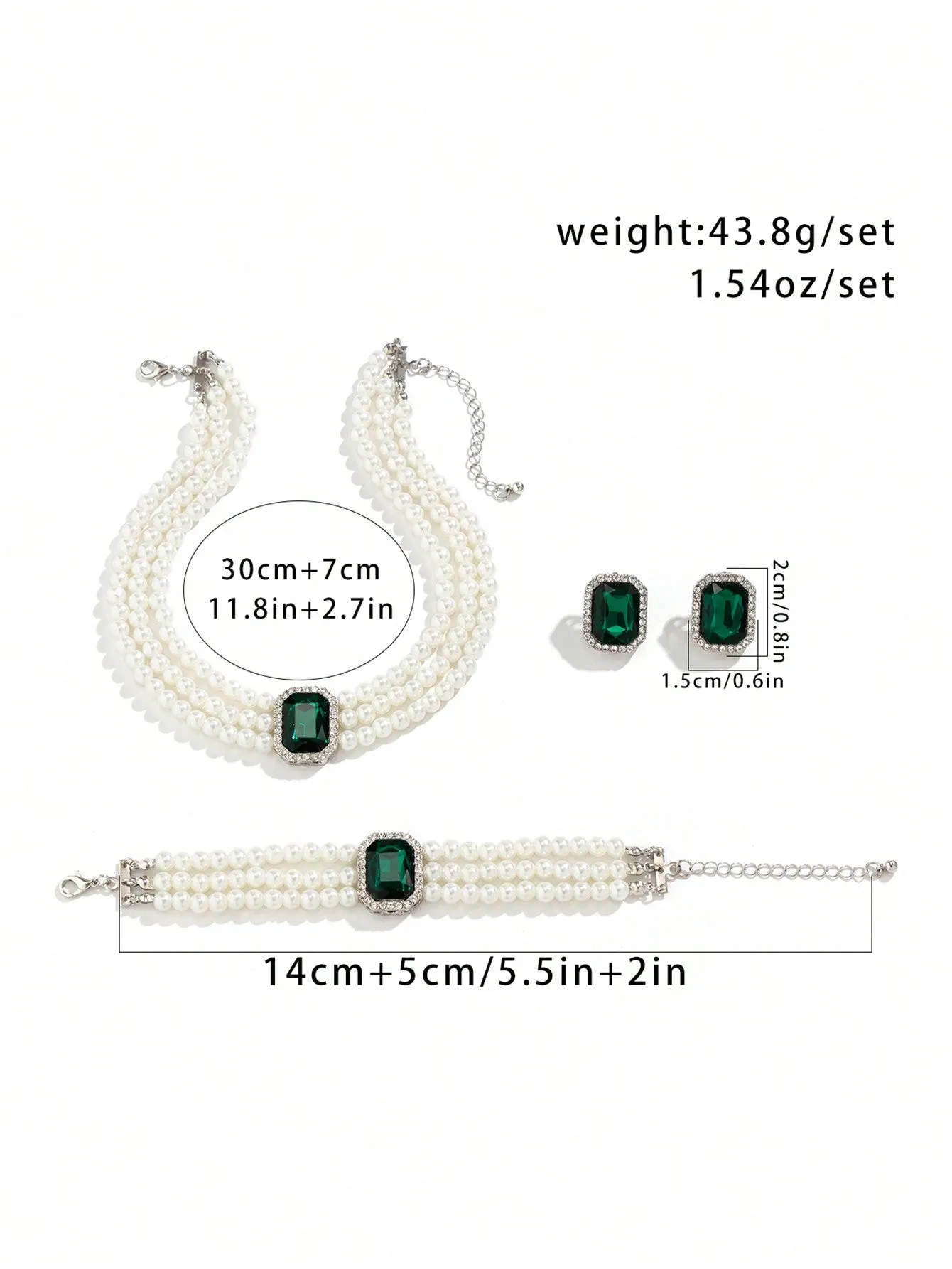4pcs Diamond Inlaid Multi-Layer Pearl Beaded Necklace Set
