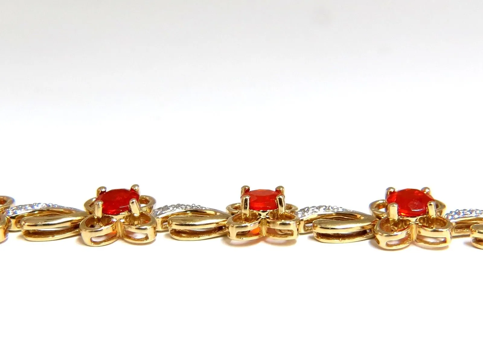 5.36ct natural Mexican Opal Diamond Bracelet 14kt clover