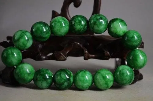 56-62 mm Certified Natural Jadeite Emerald A Jade Beads Stretchy Bracelet