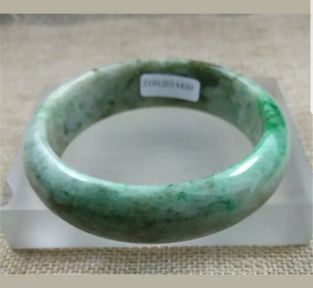 56/57/58mm Certified Natural Jadeite Emerald A*Jade HandCarved Bangle Z4450