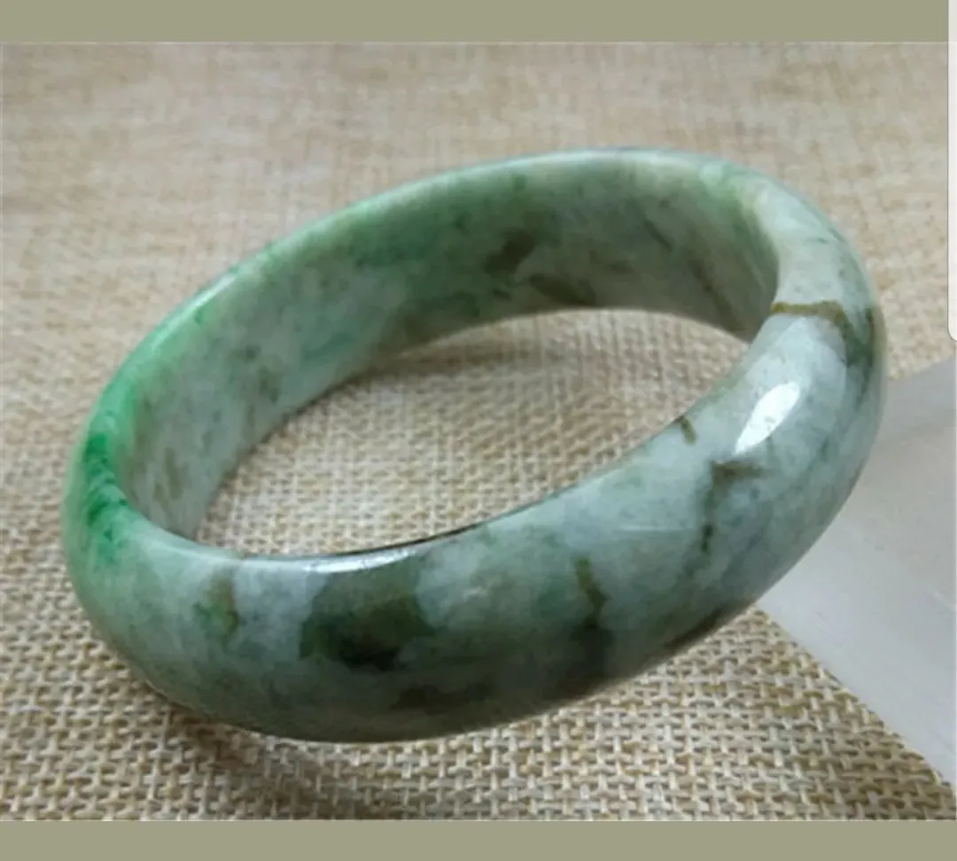 56/57/58mm Certified Natural Jadeite Emerald A*Jade HandCarved Bangle Z4450