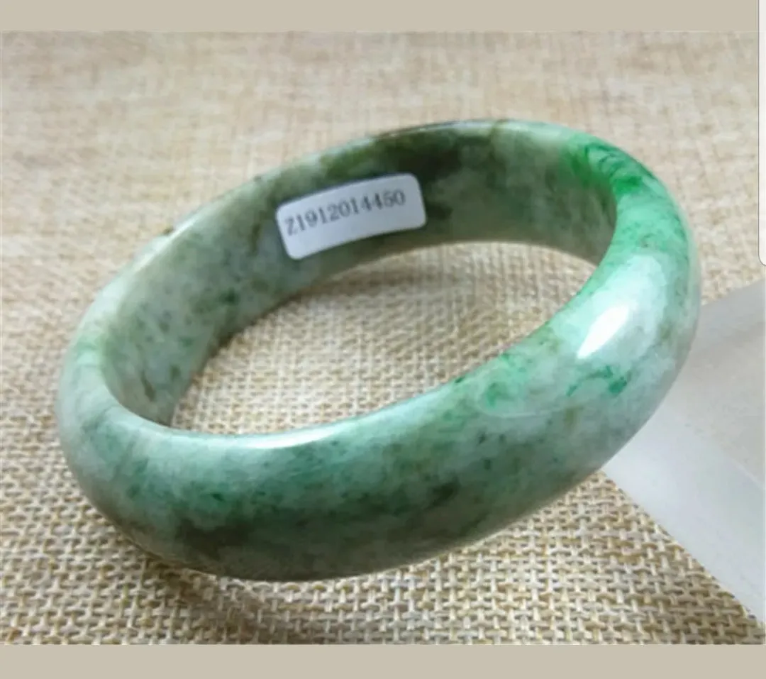 56/57/58mm Certified Natural Jadeite Emerald A*Jade HandCarved Bangle Z4450